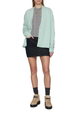 Figure View - Click To Enlarge - GUEST IN RESIDENCE - Shrunken Chequered Crewneck Cashmere Knit Sweater