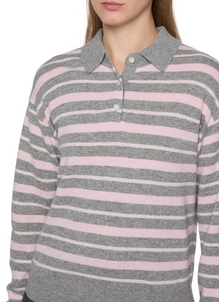  - GUEST IN RESIDENCE - Long Sleeve Collegiate Striped Cashmere Knit Polo Sweater