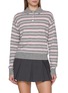 GUEST IN RESIDENCE Long Sleeve Collegiate Striped Cashmere Knit Polo Sweater