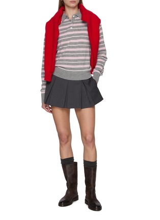 Figure View - Click To Enlarge - GUEST IN RESIDENCE - Long Sleeve Collegiate Striped Cashmere Knit Polo Sweater