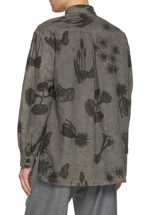 Back View - Click To Enlarge - J∞QUALITY - Long Sleeve Sumi Print Cotton Linen Shirt
