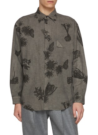 Main View - Click To Enlarge - J∞QUALITY - Long Sleeve Sumi Print Cotton Linen Shirt