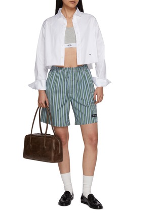 Figure View - Click To Enlarge - HOMMEGIRLS - Striped Elasticated Waist Cotton Boxer Shorts