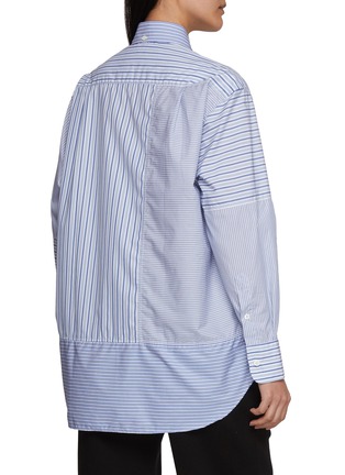 Back View - Click To Enlarge - HOMMEGIRLS - Striped Patchwork Cotton Shirt