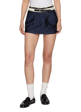 Main View - Click To Enlarge - HOMMEGIRLS - Belted Embroidered Mini Skirt