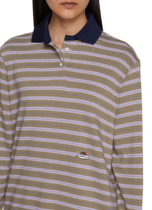  - HOMMEGIRLS - X Fruit Of The Loom Long Sleeve Striped Cotton Polo Top