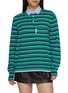 HOMMEGIRLS Long Sleeve Striped Wool Cashmere Knit Polo Top