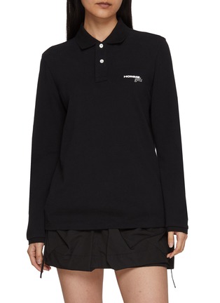Main View - Click To Enlarge - HOMMEGIRLS - Logo Embroidered Cotton Piqué Polo Top
