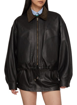 Main View - Click To Enlarge - HOMMEGIRLS - Parachute Panelled Leather Jacket