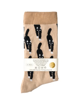 Main View - Click To Enlarge Main View - Click To Enlarge - WARMGREY TAIL - Cat Coming Socks — Beige