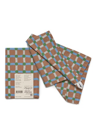 Main View - Click To Enlarge - WARMGREY TAIL - Dot Check Cotton Linen Kitchen Towel — Green on Brick