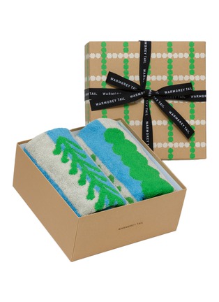 Detail View - Click To Enlarge - WARMGREY TAIL - X Songwol Blossom Check Choco Gift Box For Face And Hand Towels
