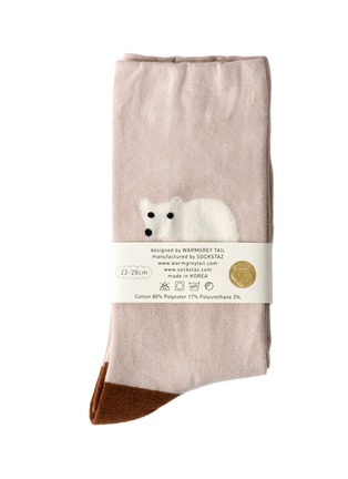 Main View - Click To Enlarge Main View - Click To Enlarge - WARMGREY TAIL - Rolling Bear Socks — Beige