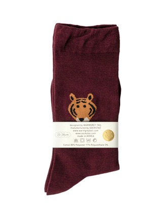 Main View - Click To Enlarge Main View - Click To Enlarge - WARMGREY TAIL - Meet Tiger Socks — Burgundy