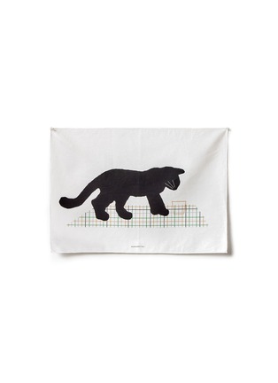 Main View - Click To Enlarge - WARMGREY TAIL - Small Black Cat Fabric