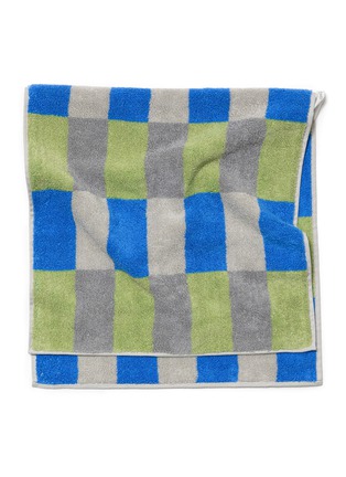Detail View - Click To Enlarge - WARMGREY TAIL - X Songwol Towel Check Face Towel — Khaki Blue
