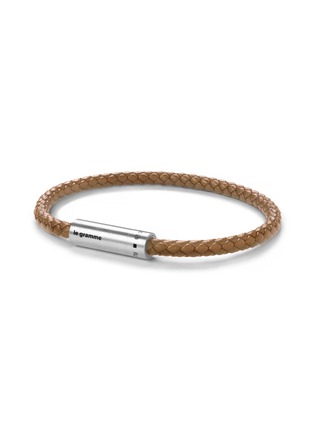 Detail View - Click To Enlarge - LE GRAMME - 7g Brushed Sterling Silver Leather Cord Bracelet