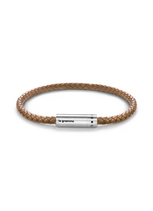 Main View - Click To Enlarge - LE GRAMME - 7g Brushed Sterling Silver Leather Cord Bracelet