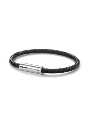 Detail View - Click To Enlarge - LE GRAMME - 7g Brushed Sterling Silver Leather Cord Bracelet