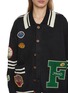  - FOUND - Varsity Patch Collared Cotton Knit Cardigan