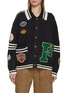 Main View - Click To Enlarge - FOUND - Varsity Patch Collared Cotton Knit Cardigan