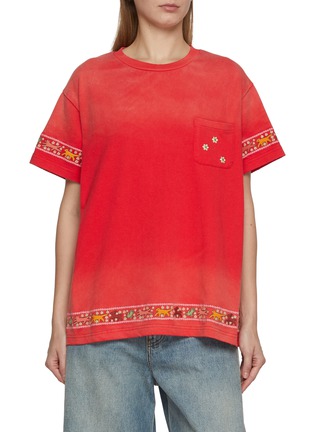 Main View - Click To Enlarge - FOUND - Horse Motif Embroidered Cotton T-Shirt