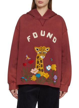 Main View - Click To Enlarge - FOUND - Embroidered Wildlife Cotton Hoodie