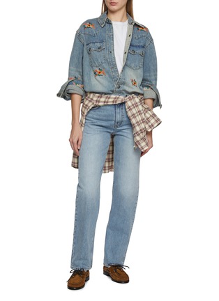 Figure View - Click To Enlarge - FOUND - Bouquet Floral Embroidered Western Denim Shirt