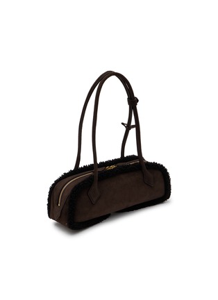 Detail View - Click To Enlarge - ALAÏA - Medium Le Teckel Shearling Suede Shoulder Bag