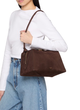 Figure View - Click To Enlarge - ALAÏA - Medium Le Bulldog Nubuck Leather Shoulder Bag