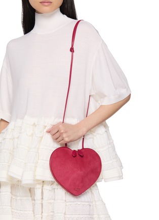 Figure View - Click To Enlarge - ALAÏA - Medium Le Coeur Suede Shoulder Bag
