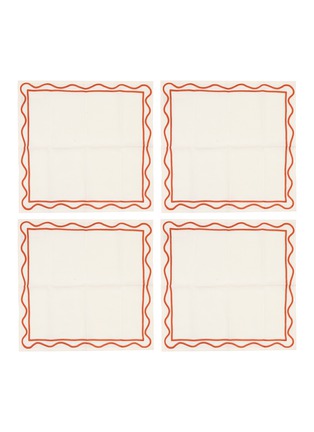 Main View - Click To Enlarge - MISETTE - Colourblock Embroidered Linen Napkin Set — Rust