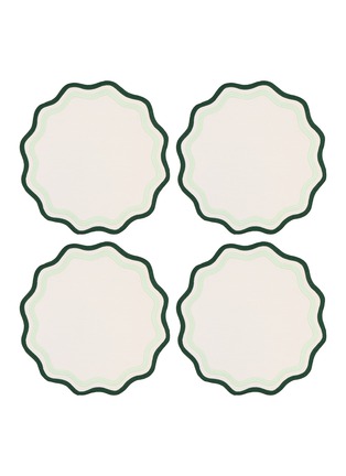 Main View - Click To Enlarge - MISETTE - Colourblock Embroidered Linen Placemat Set — Green