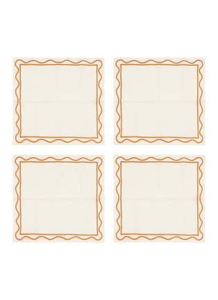 Main View - Click To Enlarge - MISETTE - Colourblock Embroidered Linen Napkin Set — Amber
