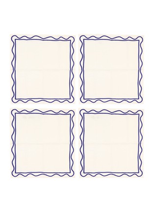 Main View - Click To Enlarge - MISETTE - Colourblock Embroidered Linen Napkin Set — Dark Blue