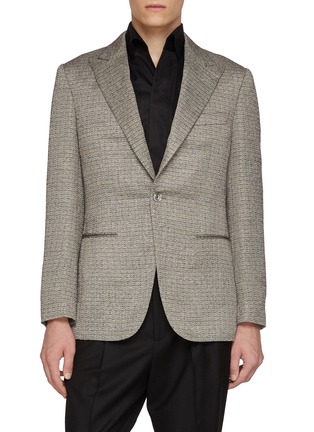 Main View - Click To Enlarge - MAGNUS & NOVUS - Monochrome Twill Sheen Linen Blend Blazer