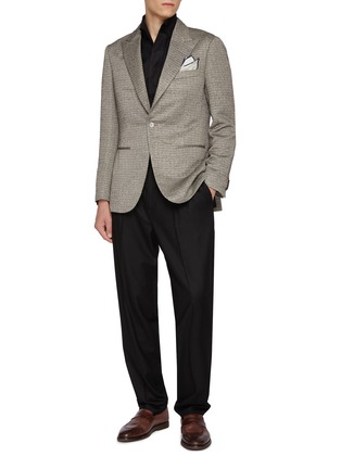 Figure View - Click To Enlarge - MAGNUS & NOVUS - Monochrome Twill Sheen Linen Blend Blazer