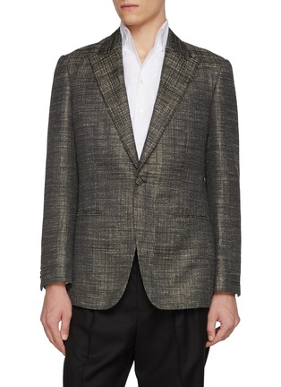 Main View - Click To Enlarge - MAGNUS & NOVUS - Jacquard Sheen Linen Blend Blazer