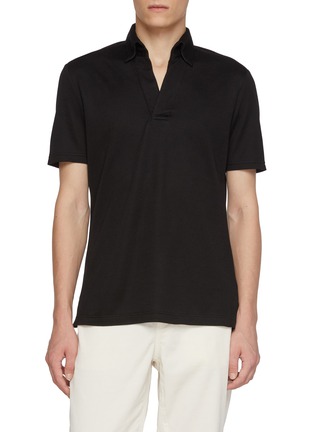 Main View - Click To Enlarge - MAGNUS & NOVUS - Wool Tencel Cotton Blend Polo Shirt