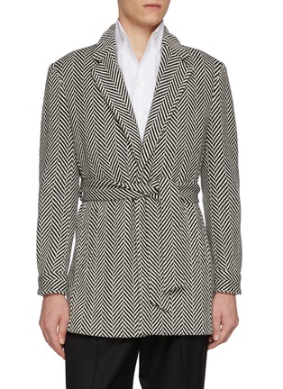 Main View - Click To Enlarge - MAGNUS & NOVUS - Monochrome Belted Wool Coat