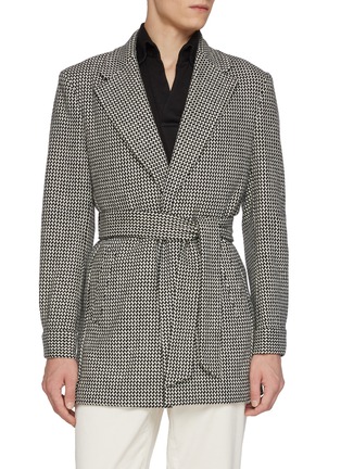 Main View - Click To Enlarge - MAGNUS & NOVUS - Monochrome Herringbone Wool Coat