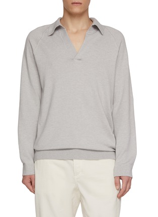 Main View - Click To Enlarge - MAGNUS & NOVUS - Long Sleeve Cotton Cashmere Polo Shirt
