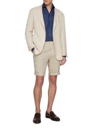 Figure View - Click To Enlarge - MAGNUS & NOVUS - Flat Front Linen Shorts