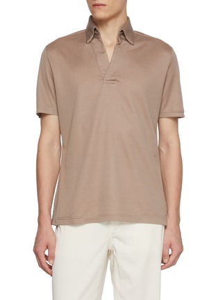 Main View - Click To Enlarge - MAGNUS & NOVUS - Wool Tencel Cotton Blend Polo Shirt
