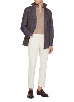 Figure View - Click To Enlarge - MAGNUS & NOVUS - Wool Tencel Cotton Blend Polo Shirt