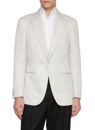 Main View - Click To Enlarge - MAGNUS & NOVUS - Jacquard Sheen Linen Blend Blazer