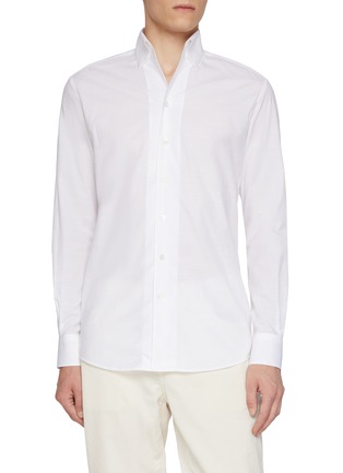 Main View - Click To Enlarge - MAGNUS & NOVUS - Linen Effect Alumo Cotton Shirt
