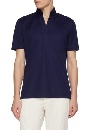 Main View - Click To Enlarge - MAGNUS & NOVUS - Wool Tencel Cotton Blend Polo Shirt