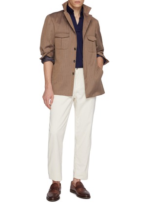 Figure View - Click To Enlarge - MAGNUS & NOVUS - Wool Tencel Cotton Blend Polo Shirt