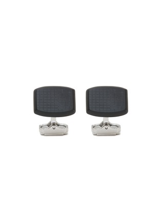 Main View - Click To Enlarge - THOMPSON - Woven Tonneau Onyx White Bronze Cufflinks